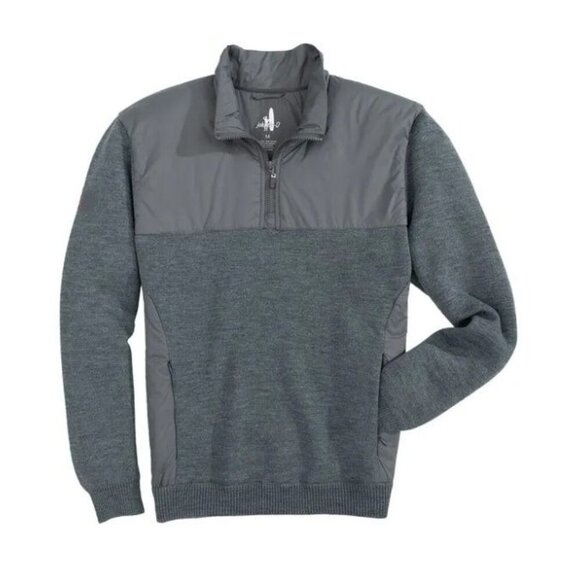 Johnnie-O Men's Hooded Flex Quarter Zip Pullover Hoodie Wool Blend Grey Sz L - Picture 13 of 13